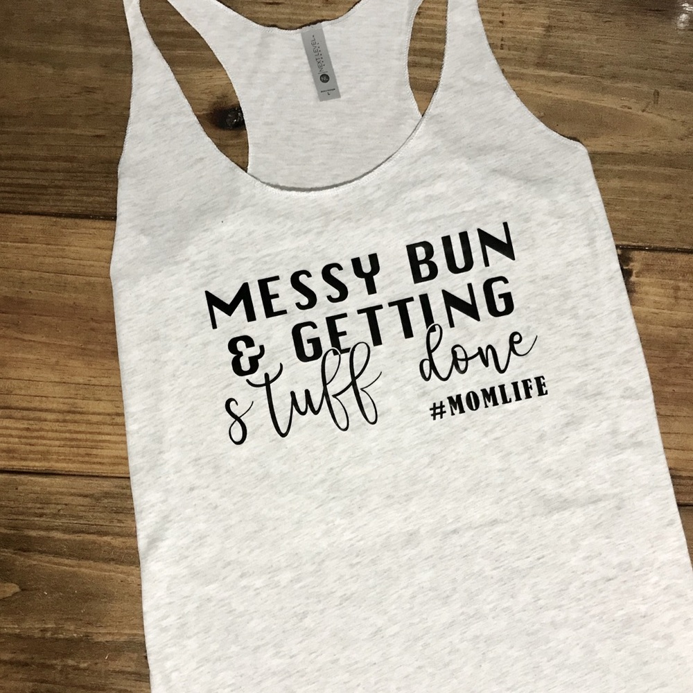 Brand new never worn graphic tank top messy bun